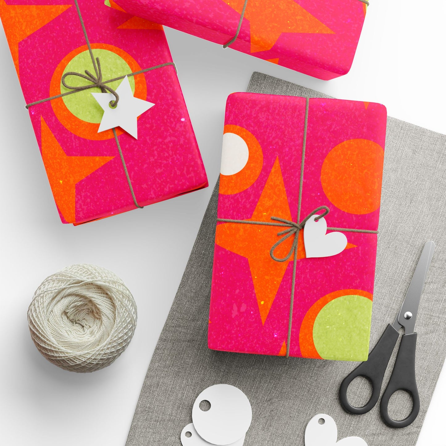 Copy of Gift Wrap Papers - Mid-Century Stars and Cocktail Olive Design - Magenta