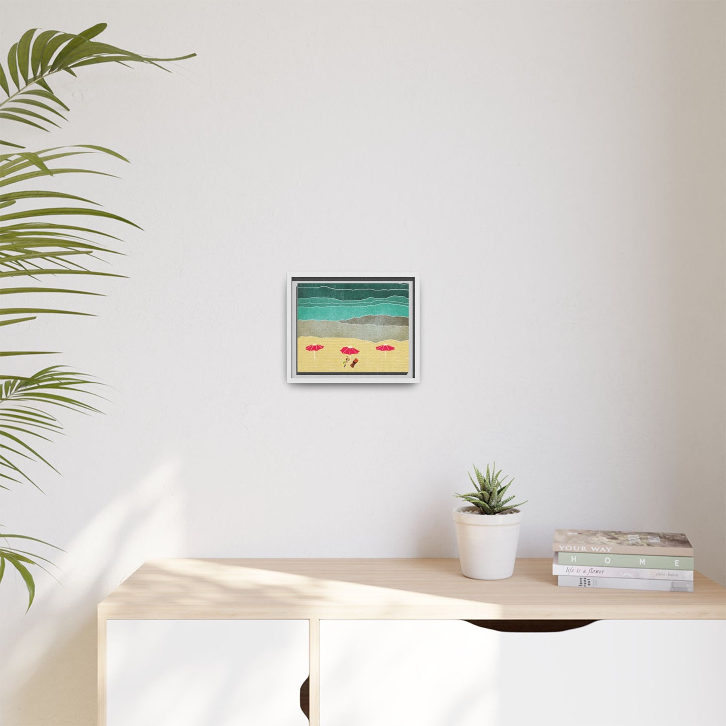 Wall Art Canvas- Seaside Vacation wth red umbrellas