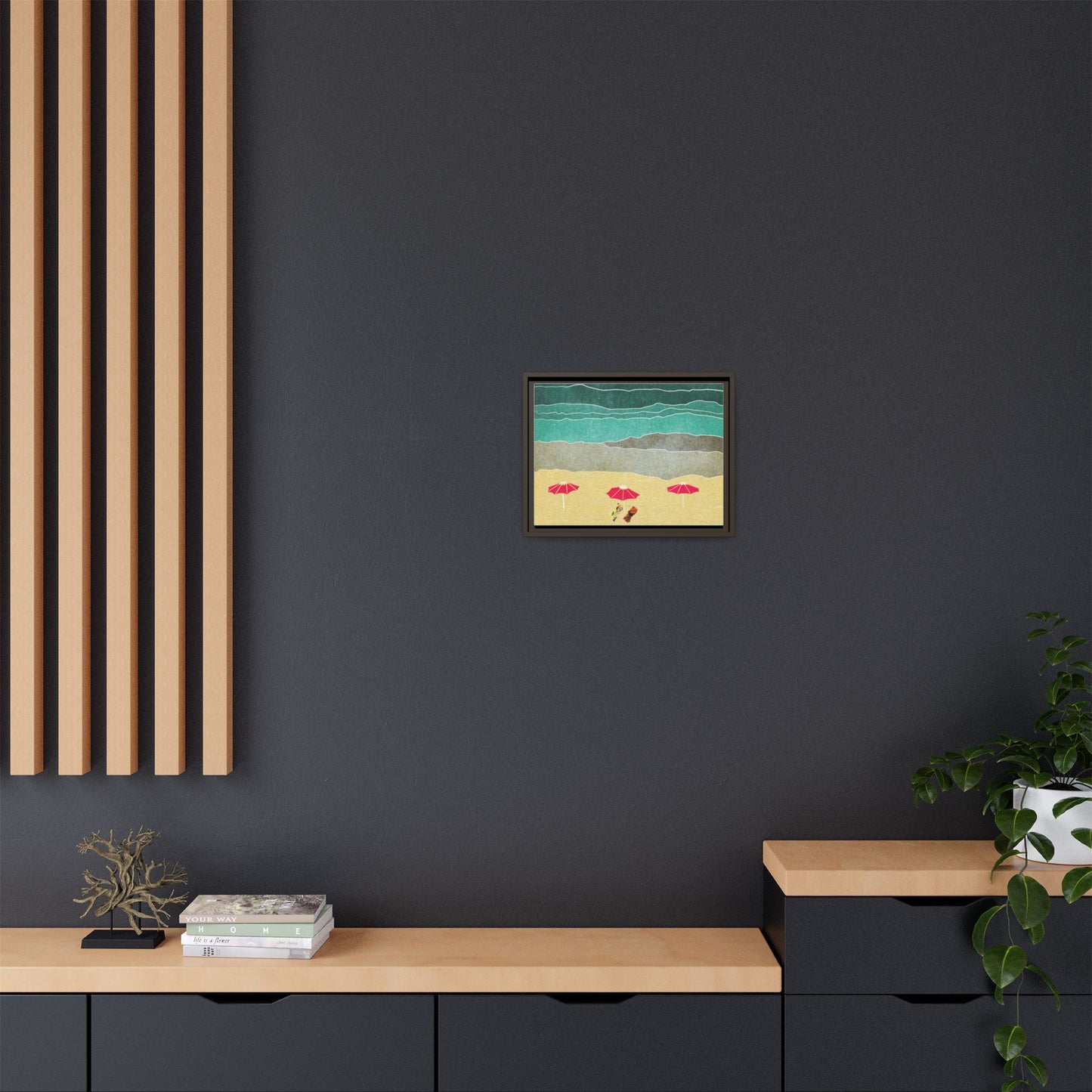 Wall Art Canvas- Seaside Vacation wth red umbrellas