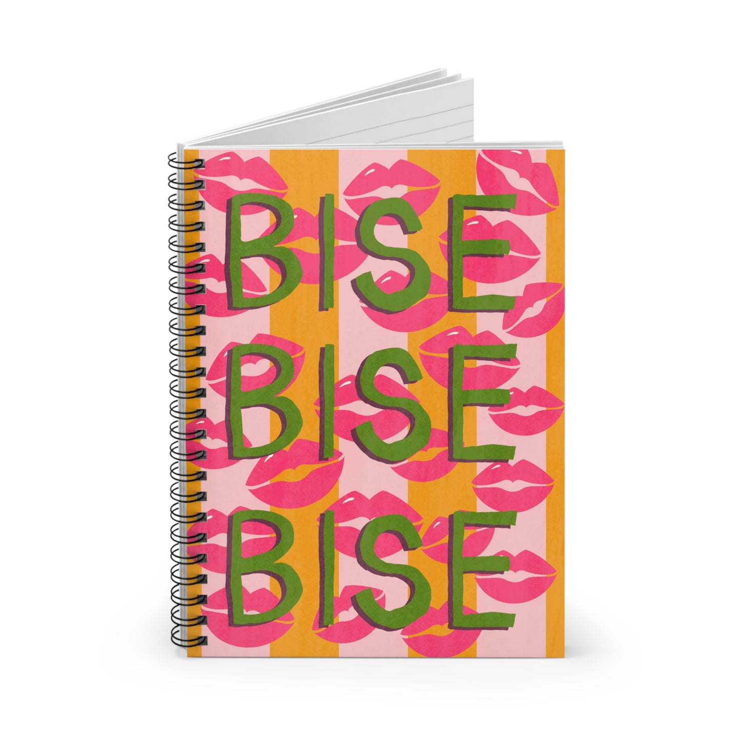 Kiss "Bise" Pattern Spiral Notebook - Ruled Line for Creative Note-taking