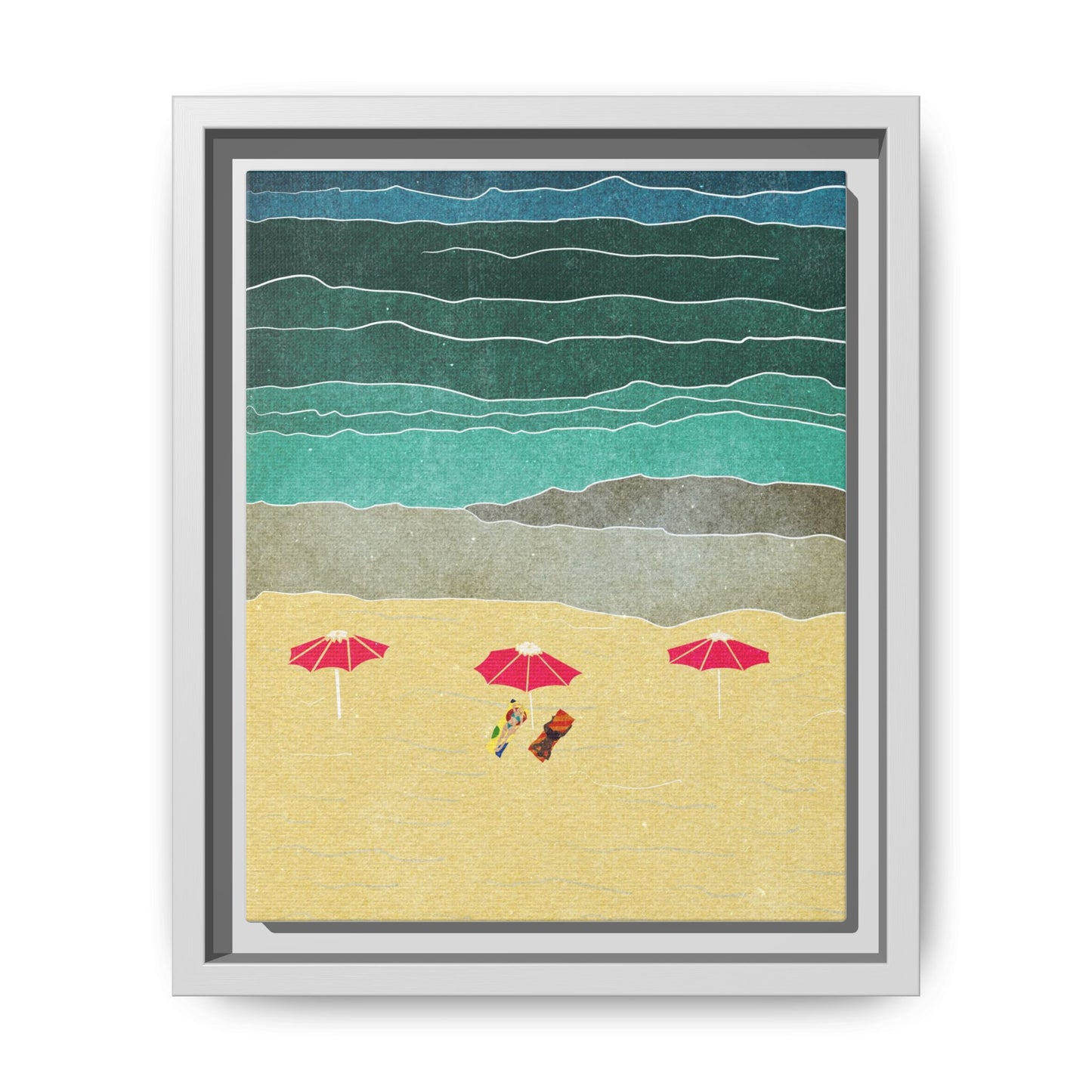 Wall Art Canvas- Seaside Vacation wth red umbrellas
