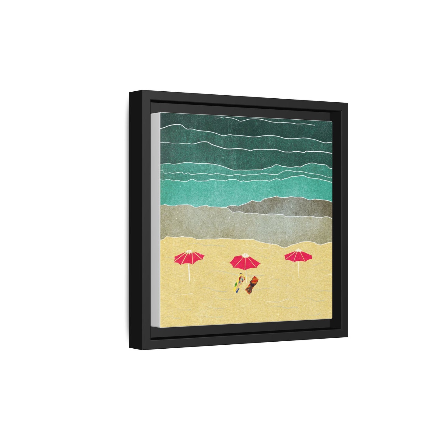 Wall Art Canvas- Seaside Vacation wth red umbrellas