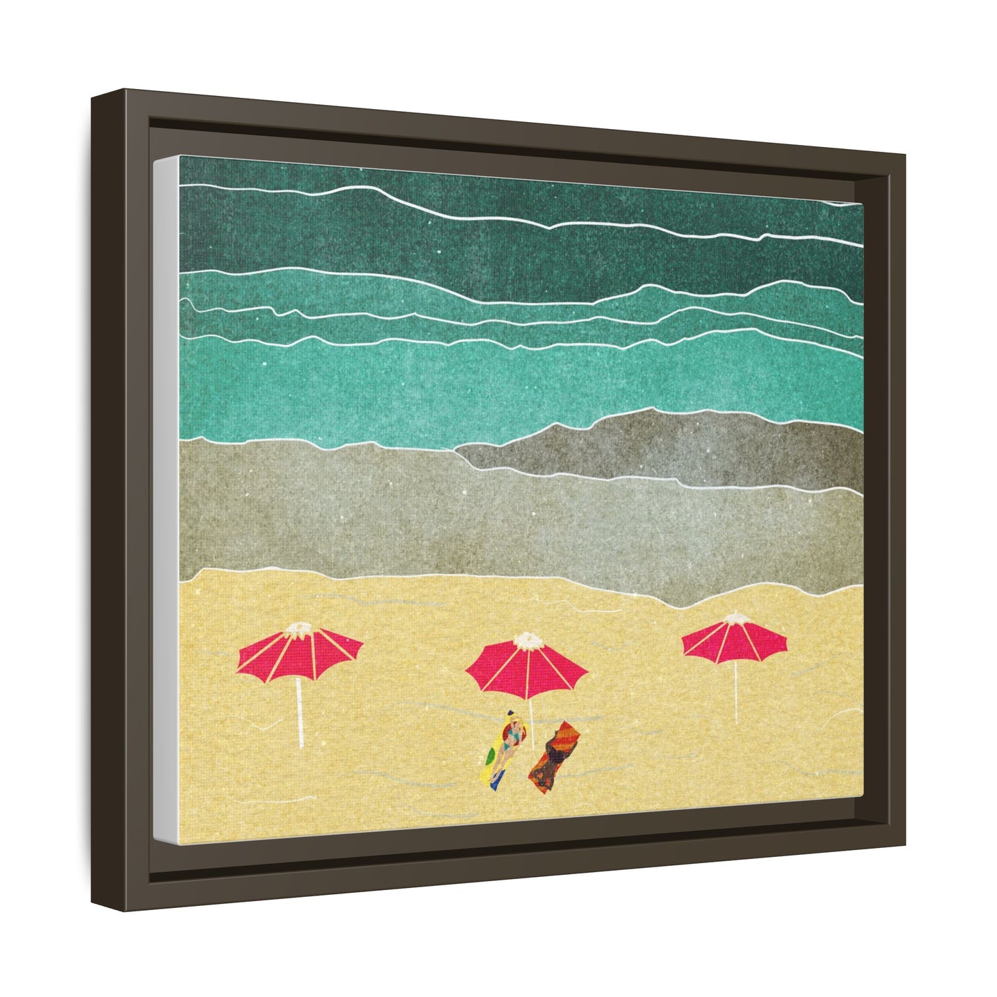 Wall Art Canvas- Seaside Vacation wth red umbrellas
