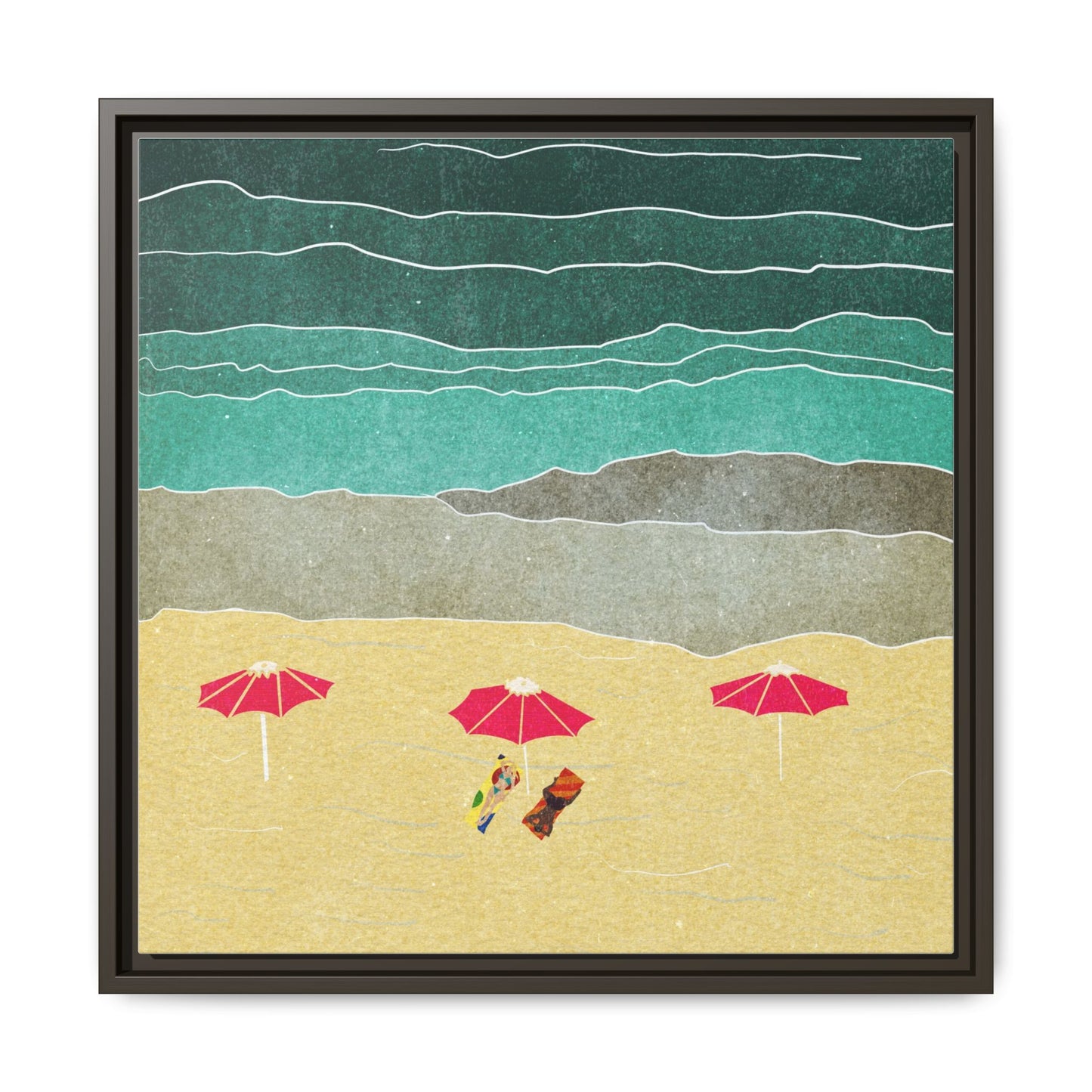 Wall Art Canvas- Seaside Vacation wth red umbrellas