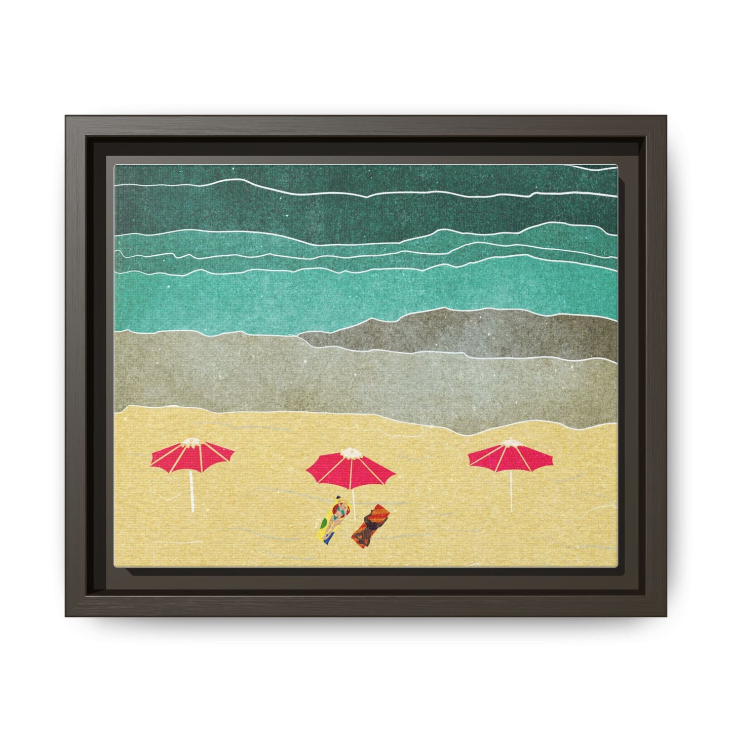 Wall Art Canvas- Seaside Vacation wth red umbrellas