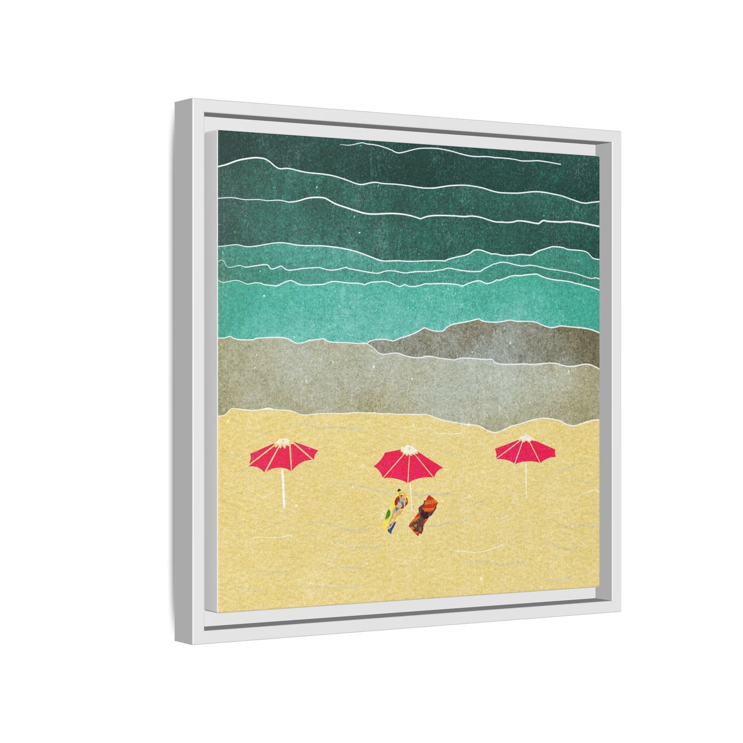 Wall Art Canvas- Seaside Vacation wth red umbrellas