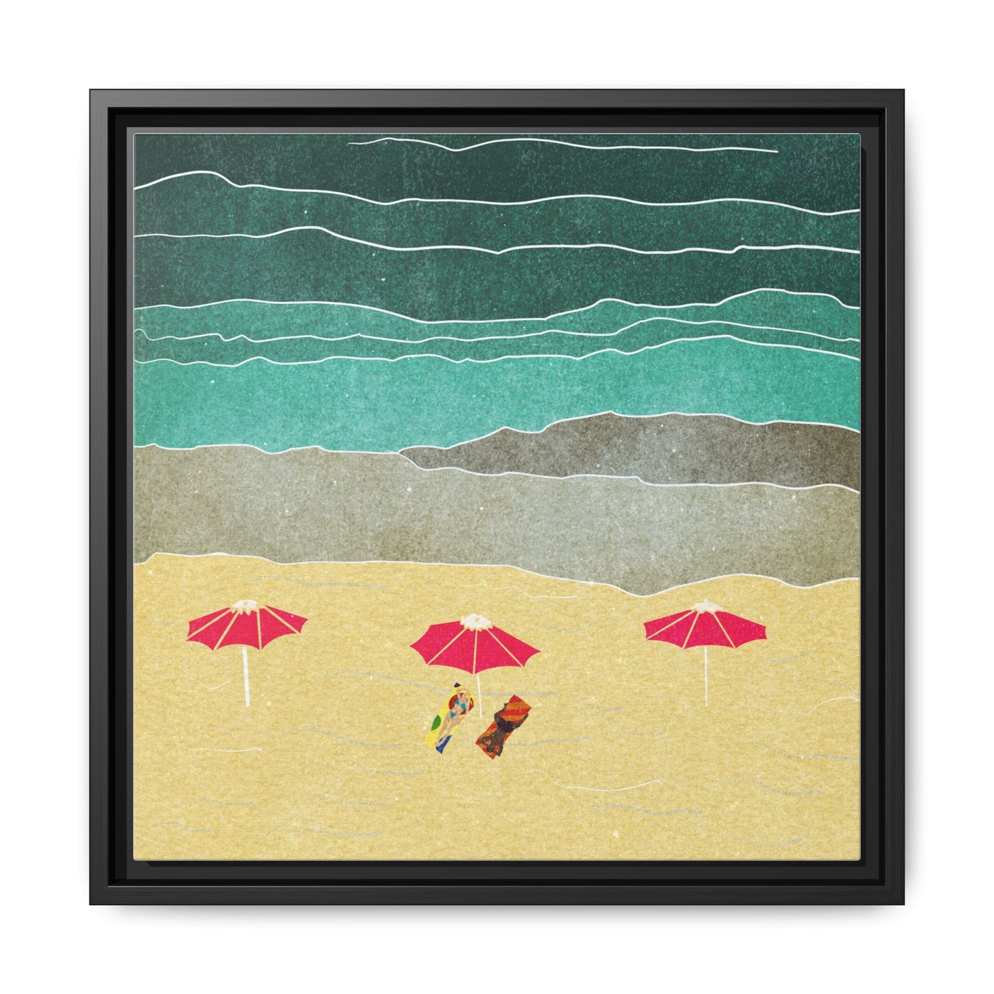 Wall Art Canvas- Seaside Vacation wth red umbrellas
