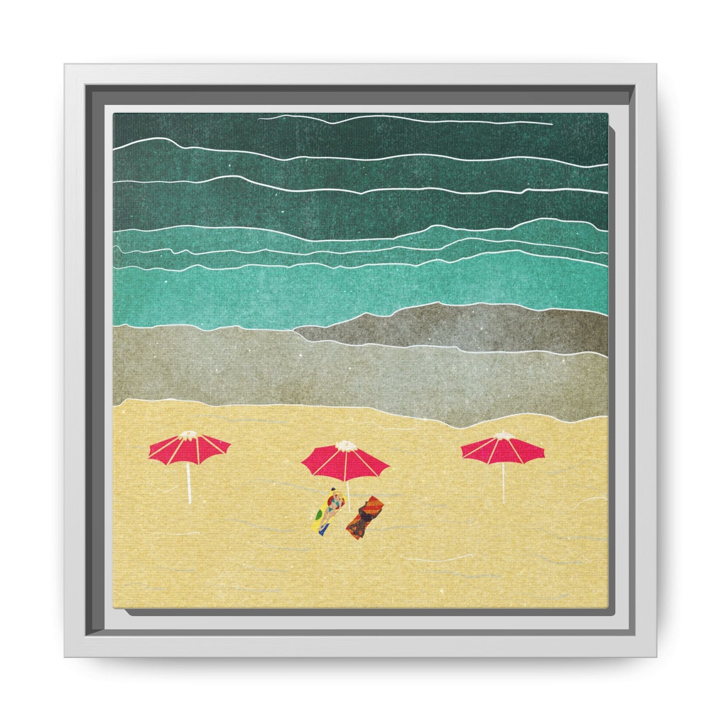 Wall Art Canvas- Seaside Vacation wth red umbrellas