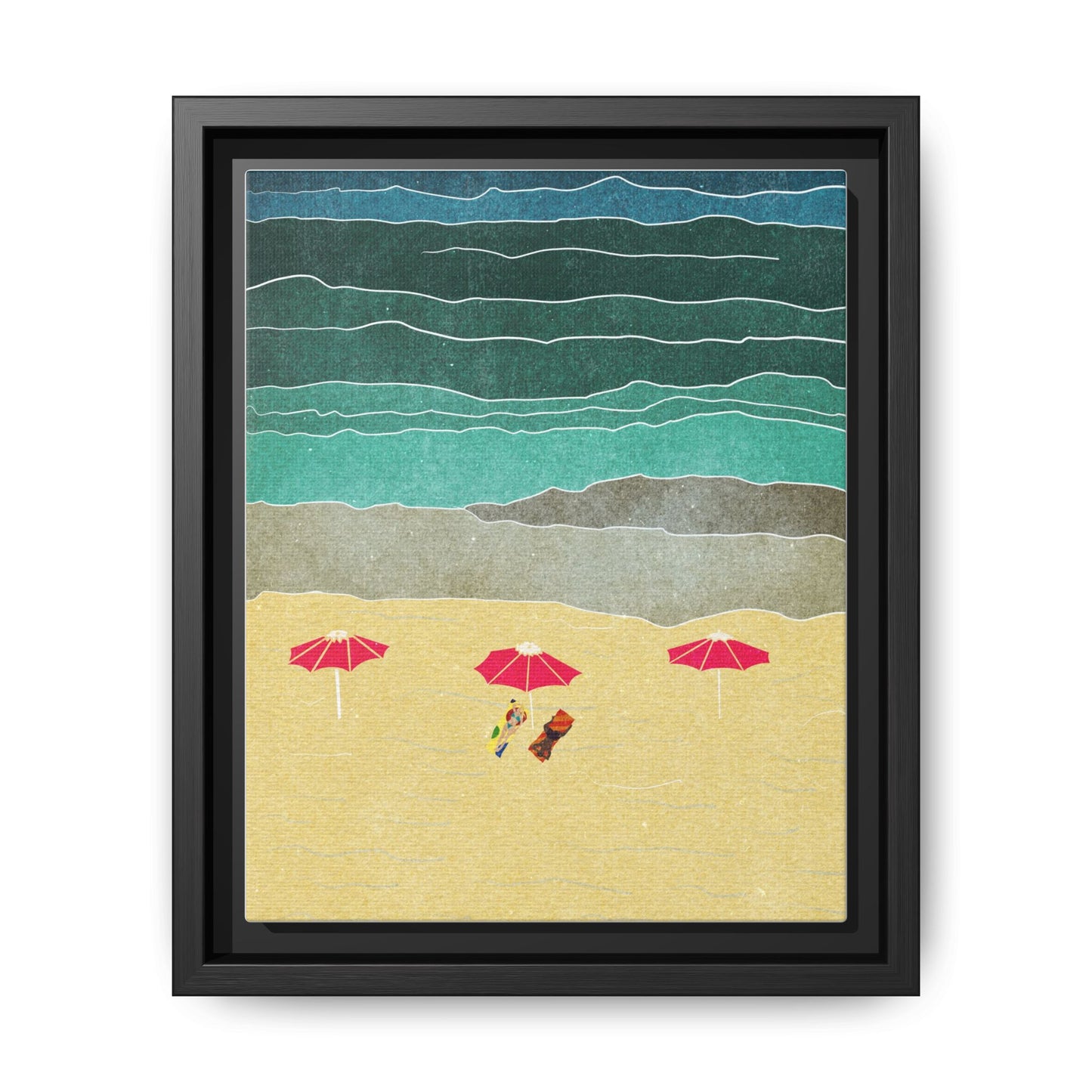 Wall Art Canvas- Seaside Vacation wth red umbrellas