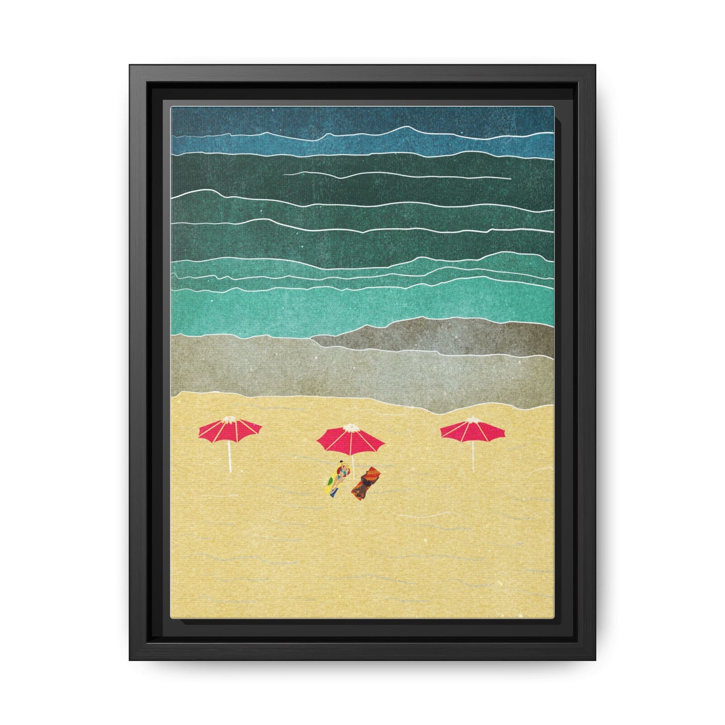 Wall Art Canvas- Seaside Vacation wth red umbrellas