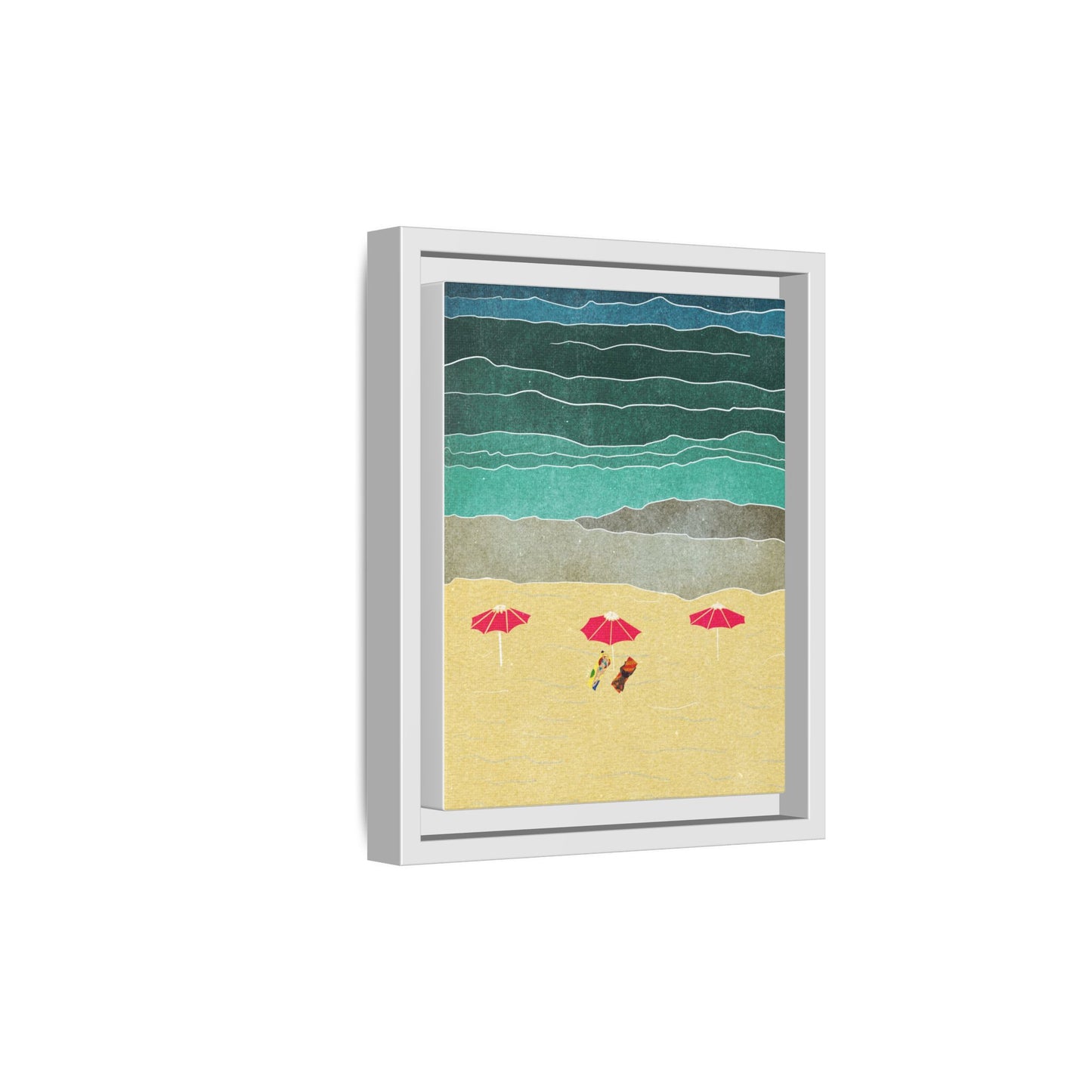 Wall Art Canvas- Seaside Vacation wth red umbrellas