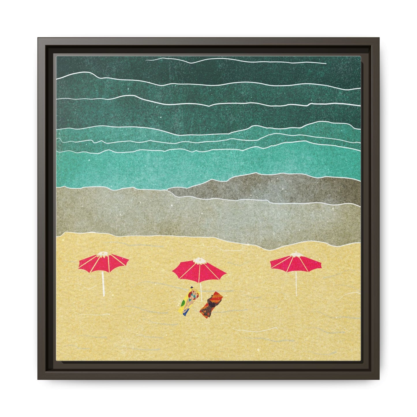 Wall Art Canvas- Seaside Vacation wth red umbrellas