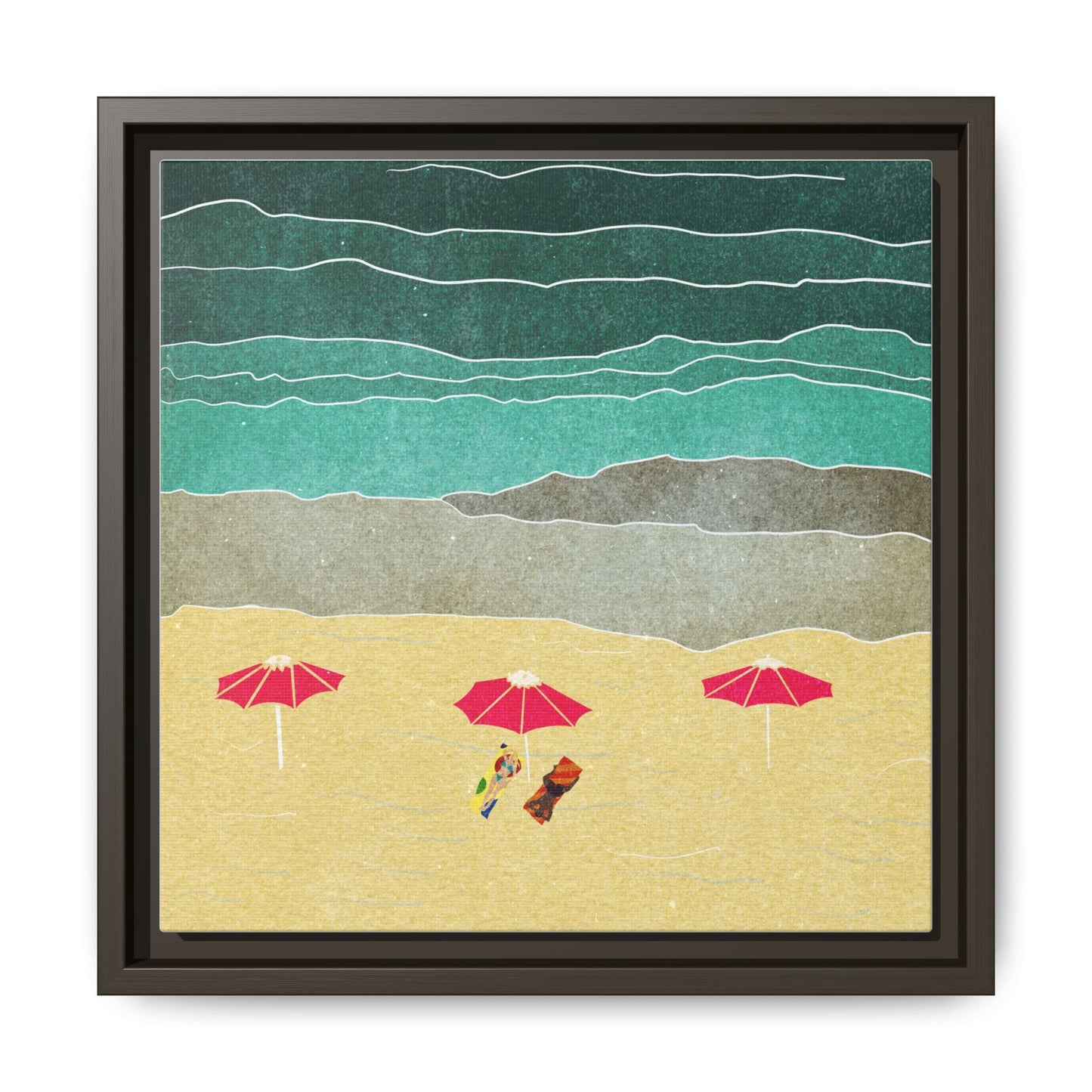 Wall Art Canvas- Seaside Vacation wth red umbrellas