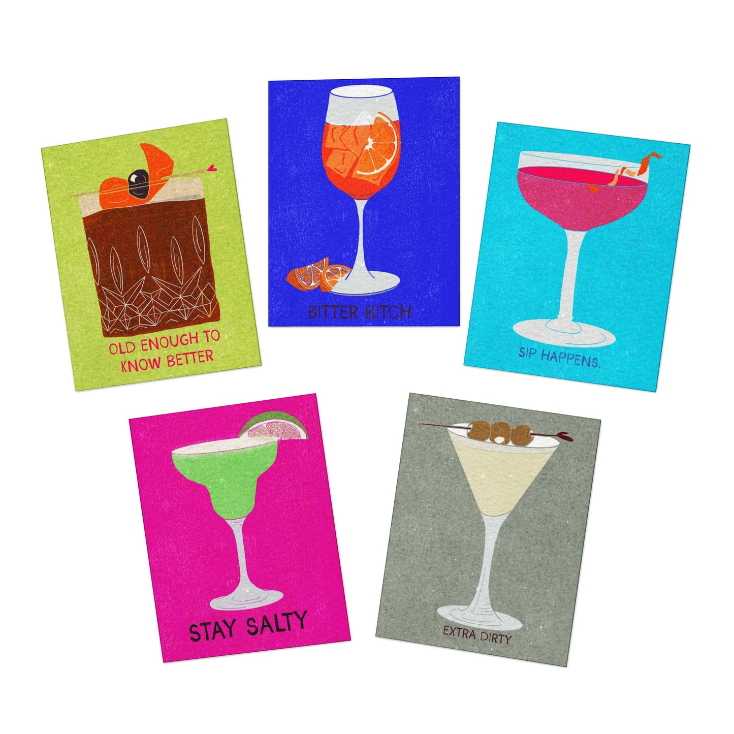 Greeting Cards - Cocktail Designs (5-Pack)