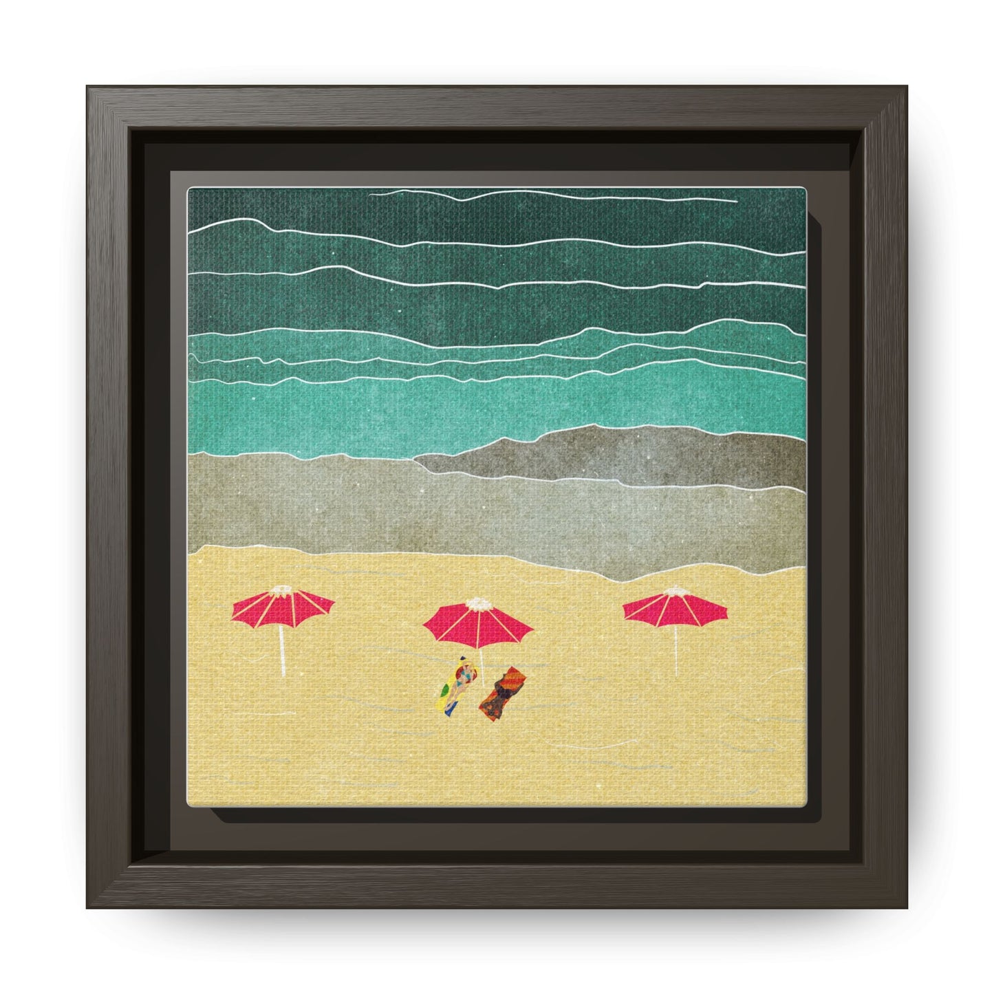 Wall Art Canvas- Seaside Vacation wth red umbrellas