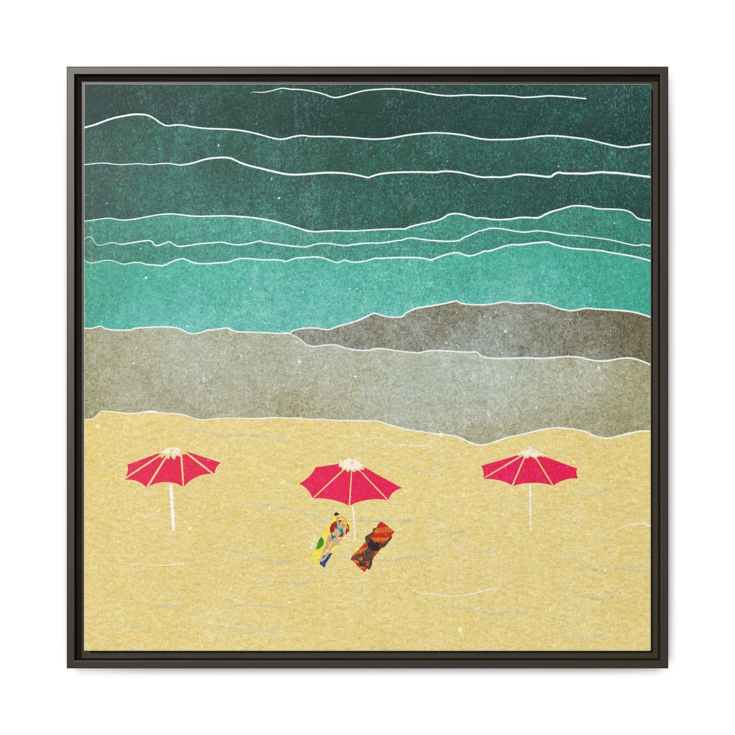 Wall Art Canvas- Seaside Vacation wth red umbrellas