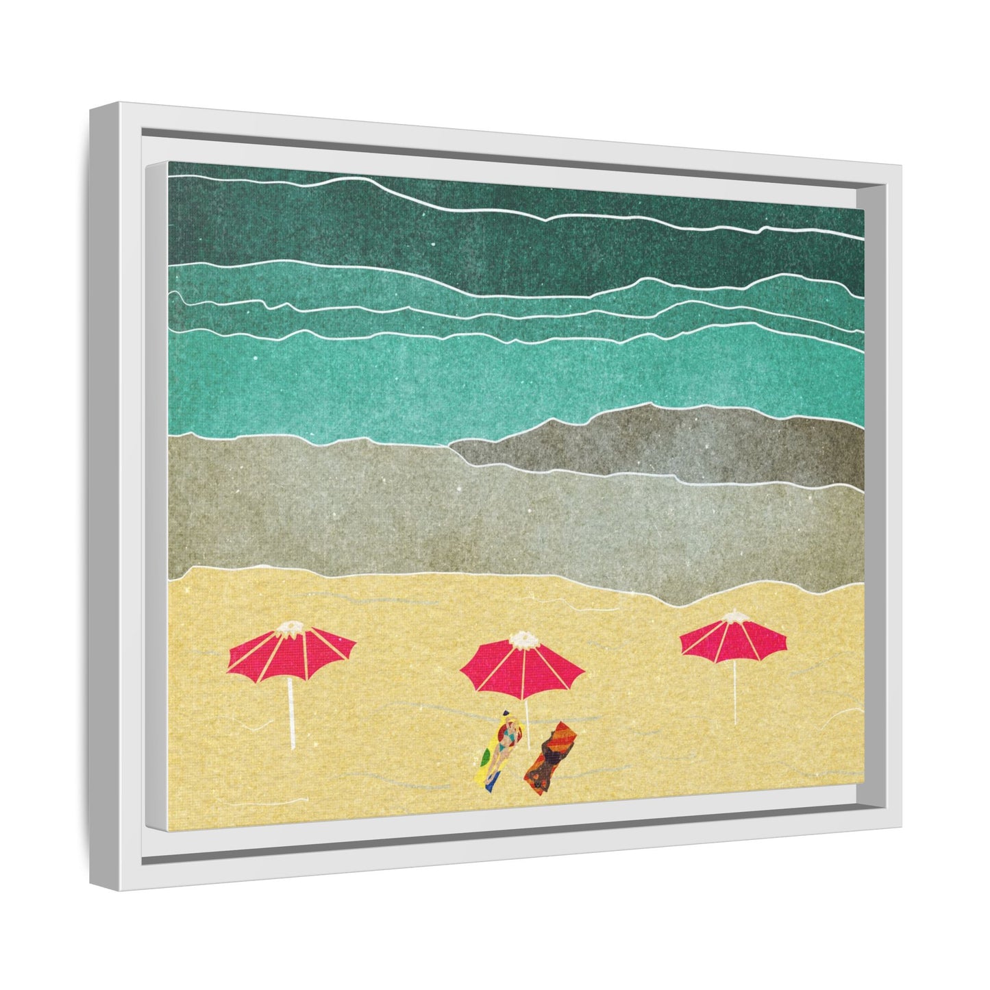 Wall Art Canvas- Seaside Vacation wth red umbrellas
