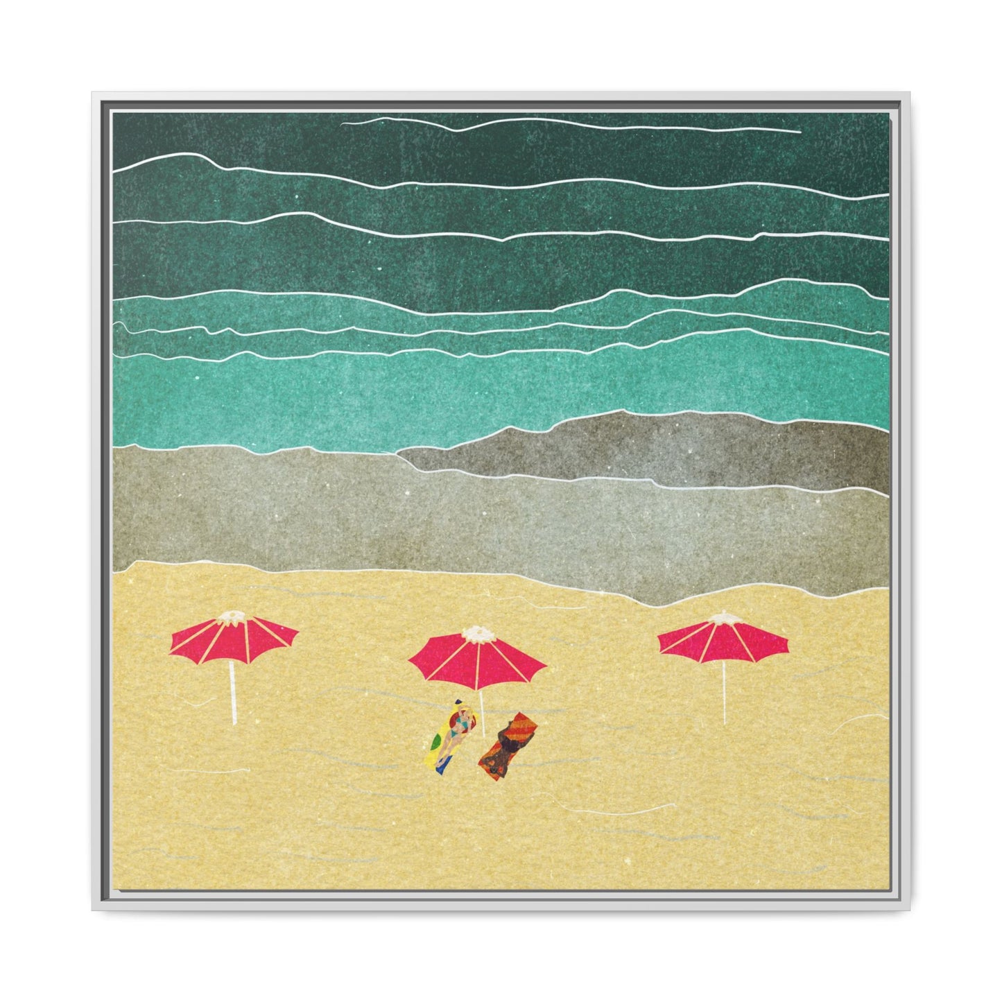 Wall Art Canvas- Seaside Vacation wth red umbrellas
